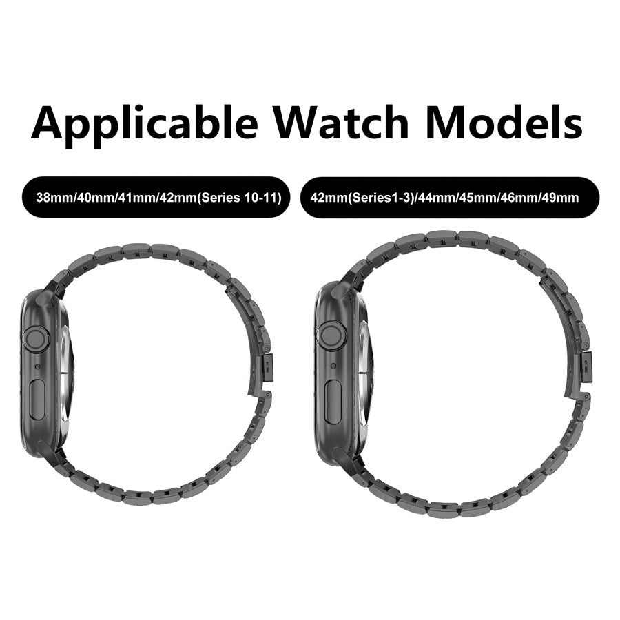 Lippa Apple Watch (38/40/SE/41/42mm) Armband i Rostfritt Stål - Svart