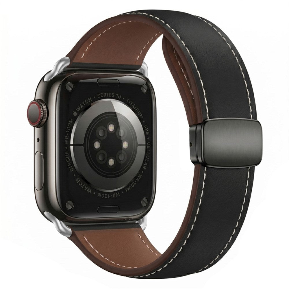Apple Watch (38/40/41/42 mm) Lippa Magnetisk Klockarmband i Konstläder - Svart