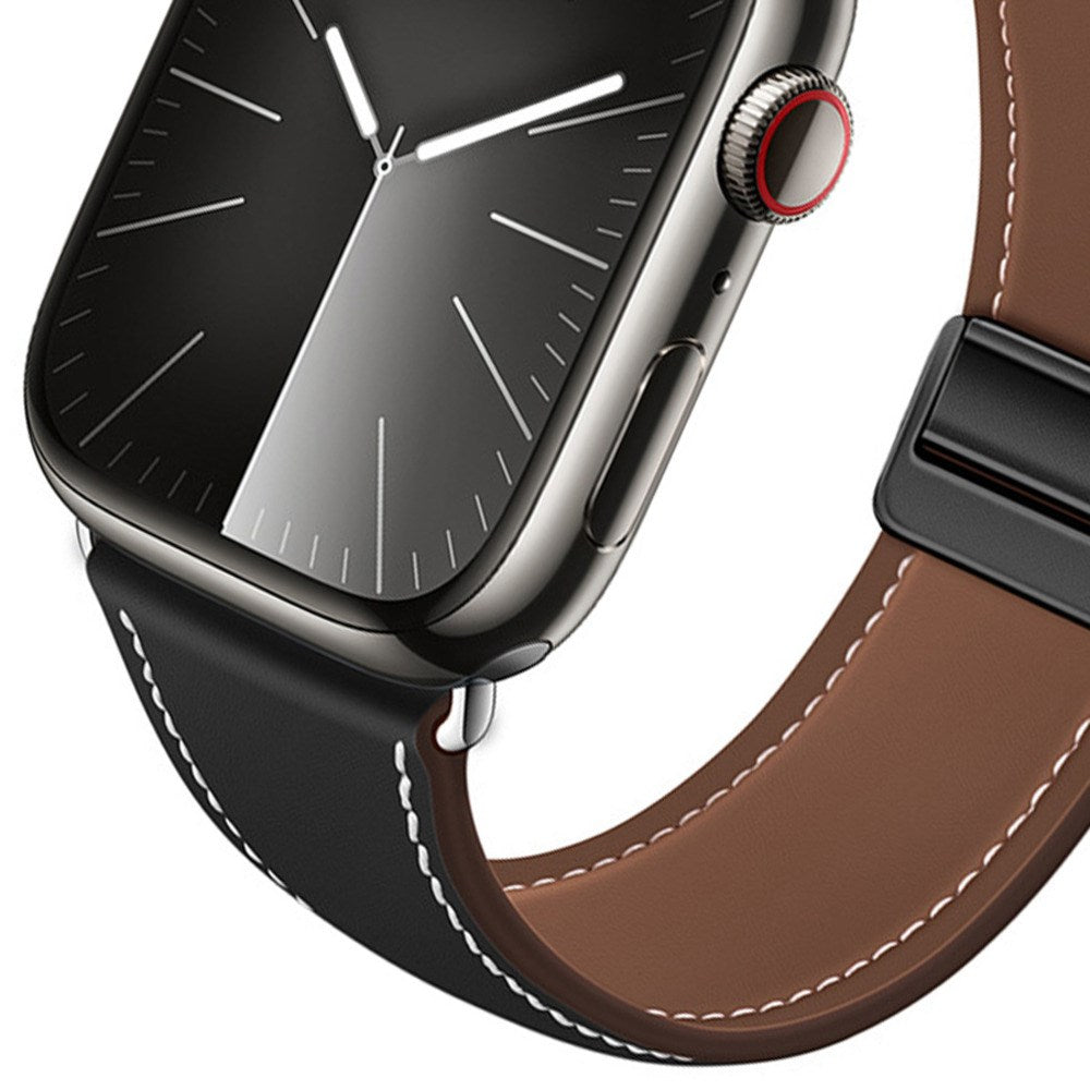 Apple Watch (38/40/41/42 mm) Lippa Magnetisk Klockarmband i Konstläder - Svart