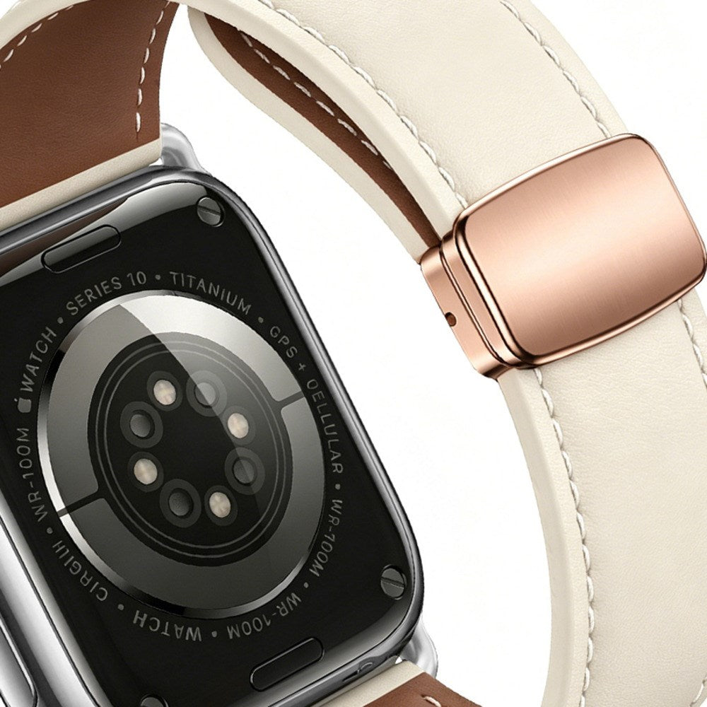 Apple Watch (42/44/45/46/49 mm) Lippa Magnetisk Klockarmband i Konstläder - Beige