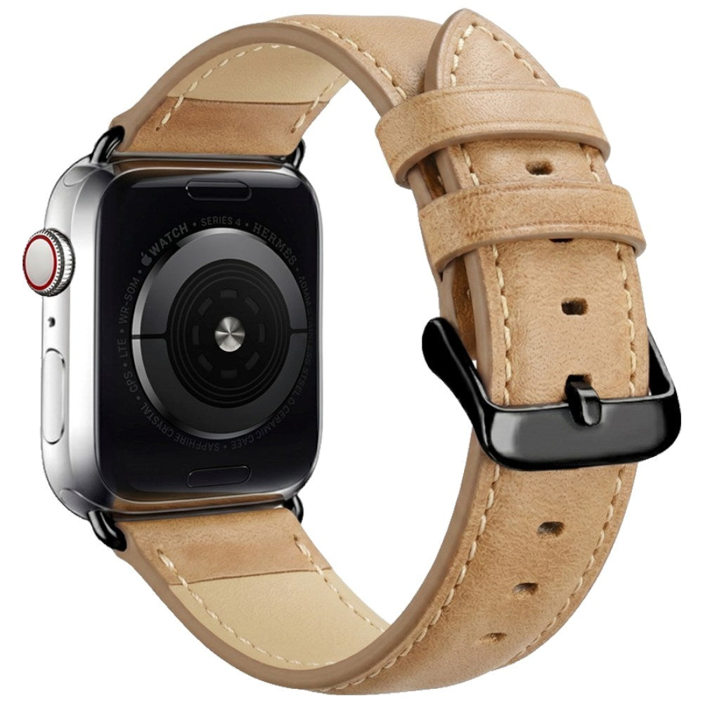 Apple Watch (42/44/45/46/49 mm) Lippa Klockarmband i Konstläder - Ljusbrun