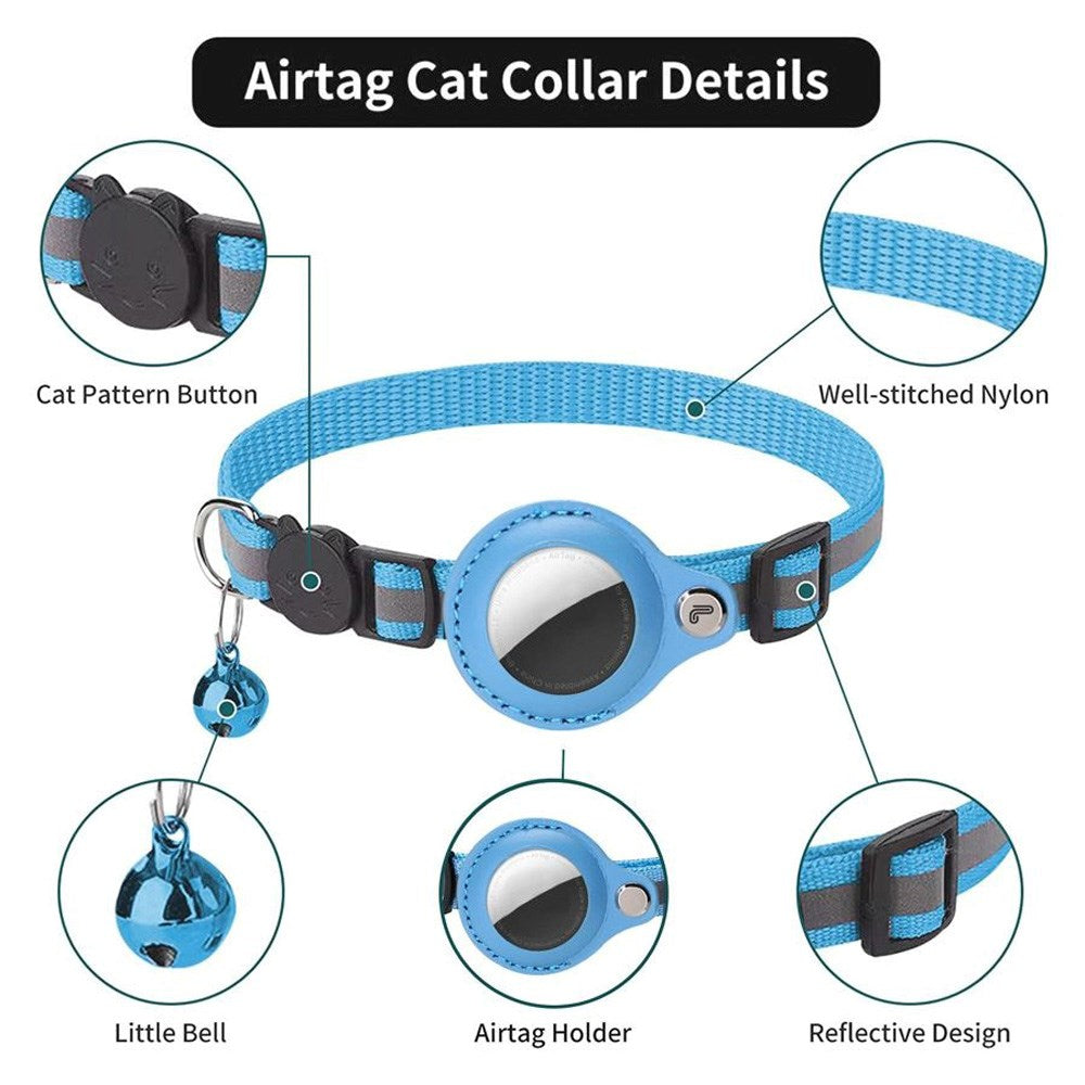 Lippa Halsband med AirTag 1. & 2. Gen. Konstläderfodral - 22-32 cm - Blå