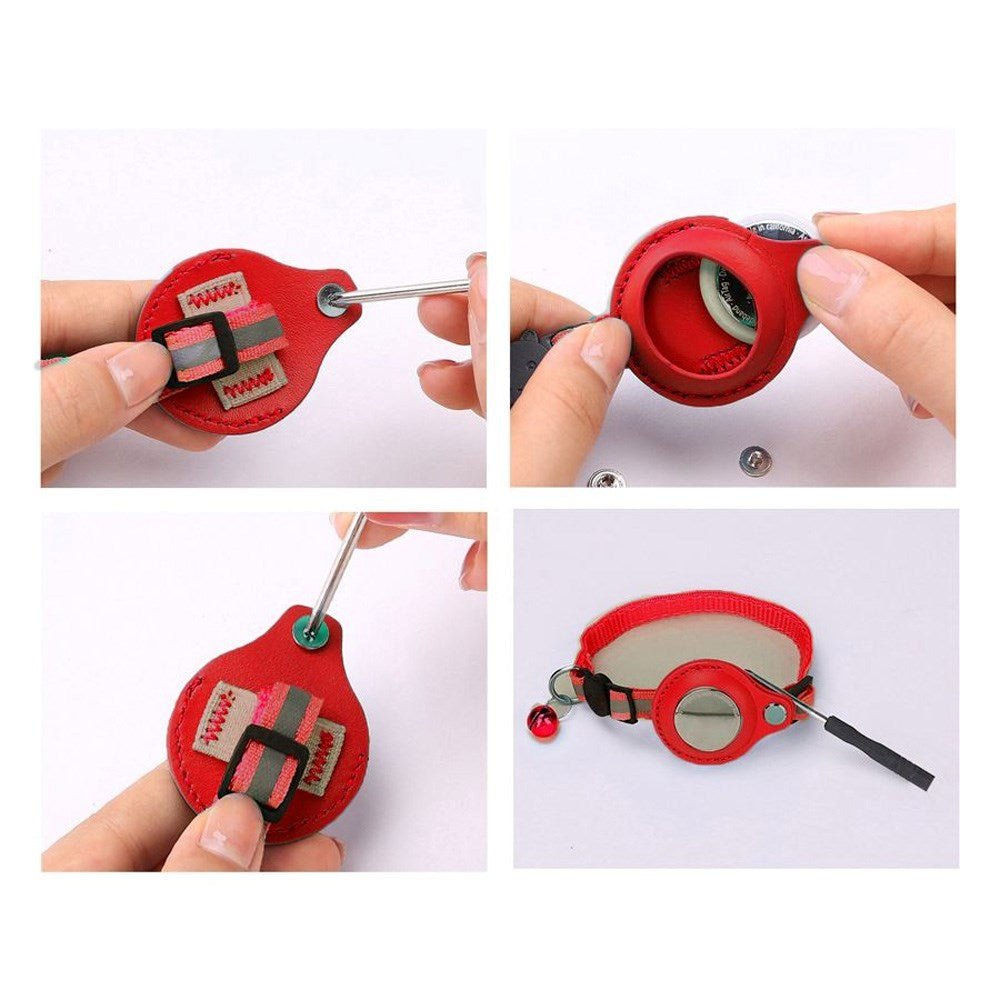 Lippa Halsband med AirTag Konstläderfodral - 22-32 cm - Röd