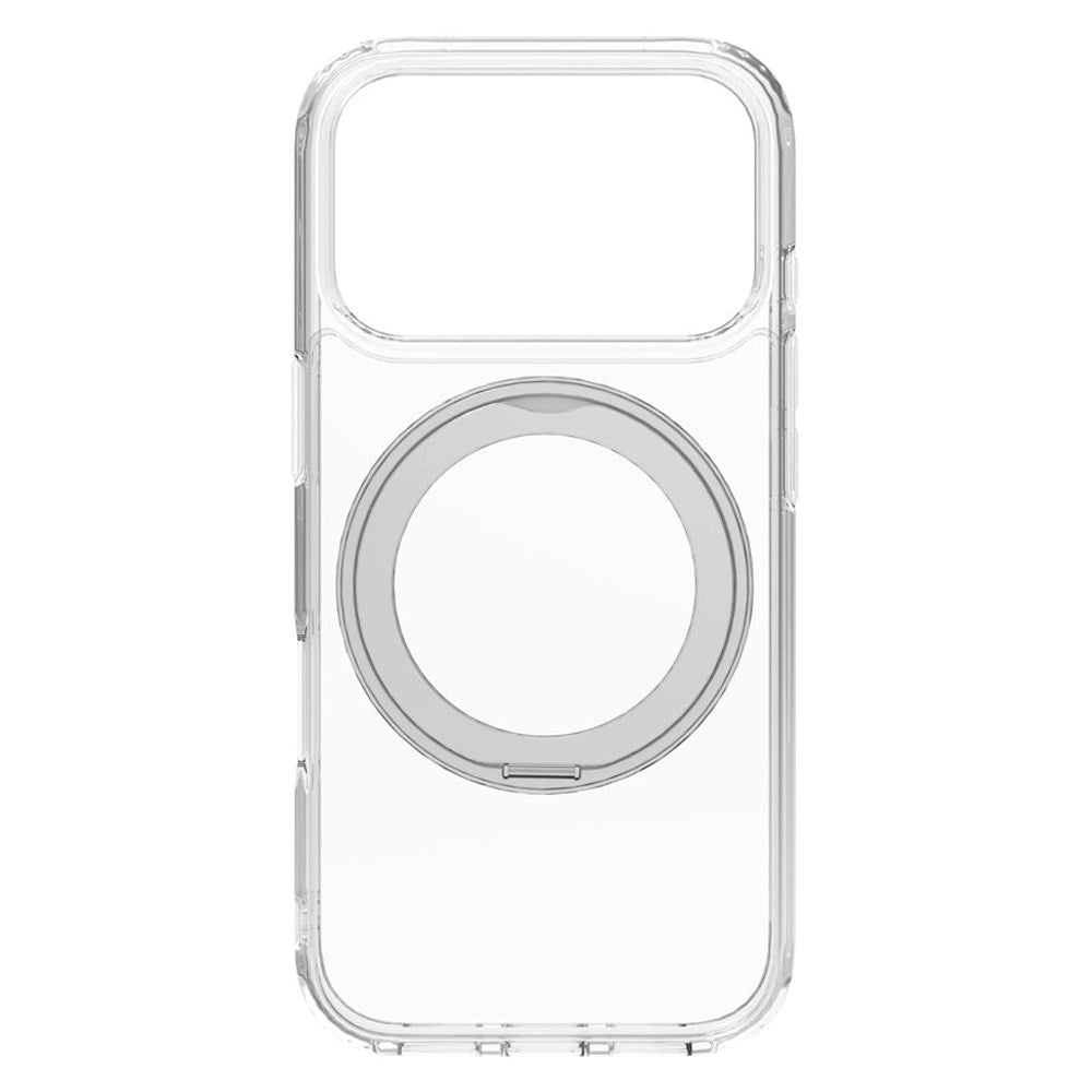 iPhone 17 Pro Lippa Hybrid Plast Skal m. 360 Roterande Kickstand - MagSafe Kompatibel - Genomskinlig / Silver