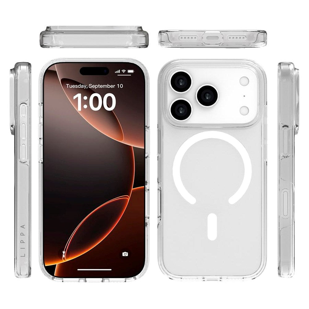 iPhone 17 Pro Lippa Hybrid Plast Skal - MagSafe Kompatibel - Genomskinlig / Vit