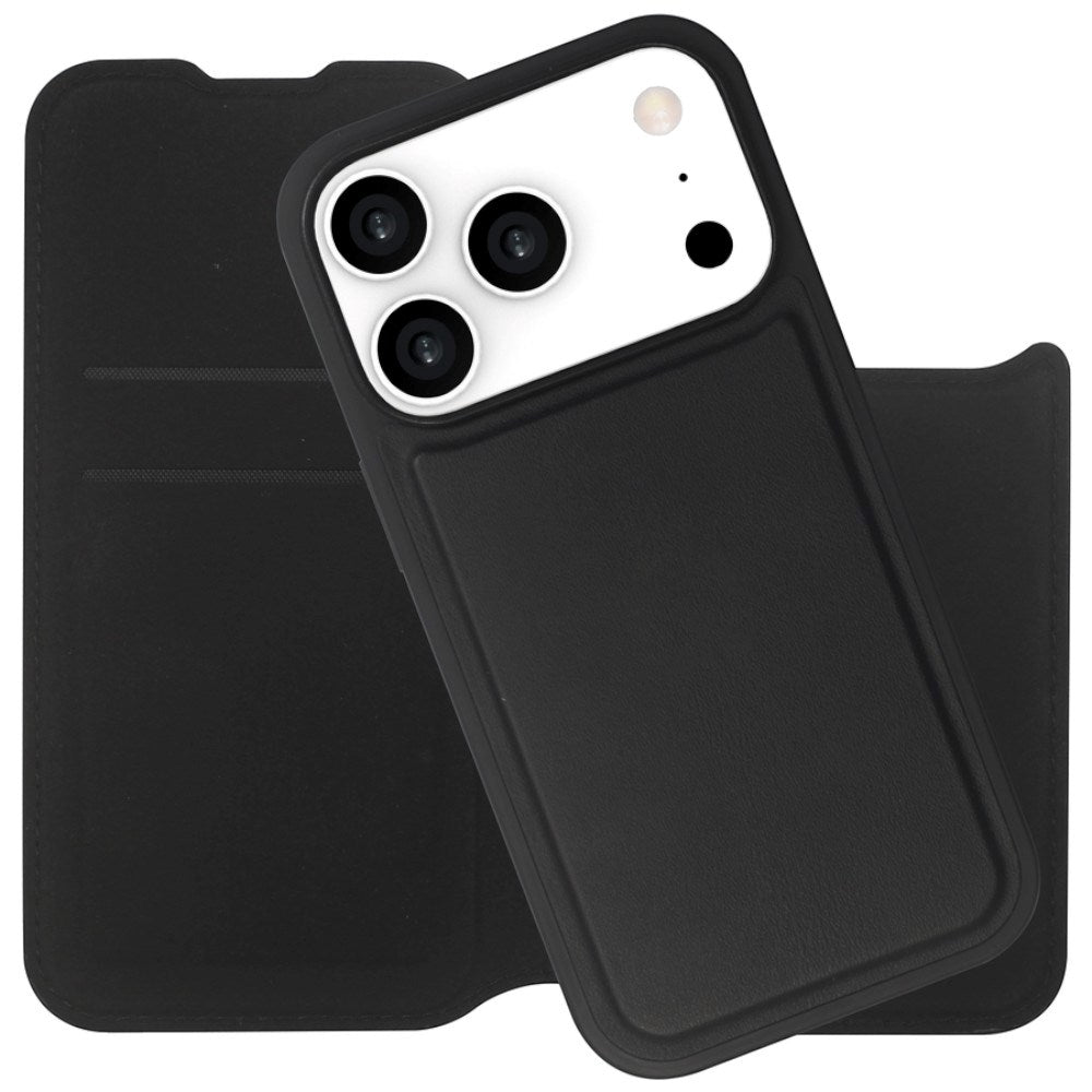 iPhone 17 Pro / 18 Pro Lippa Wallet i Konstläder 2-i-1 Fodral - MagSafe Kompatibel - Svart