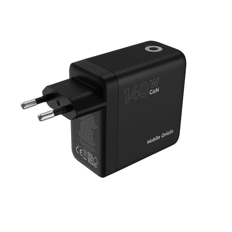 Display Väggladdare Mobile Origin GaN 140 W med 2x USB-C + 1x USB-A - Svart
