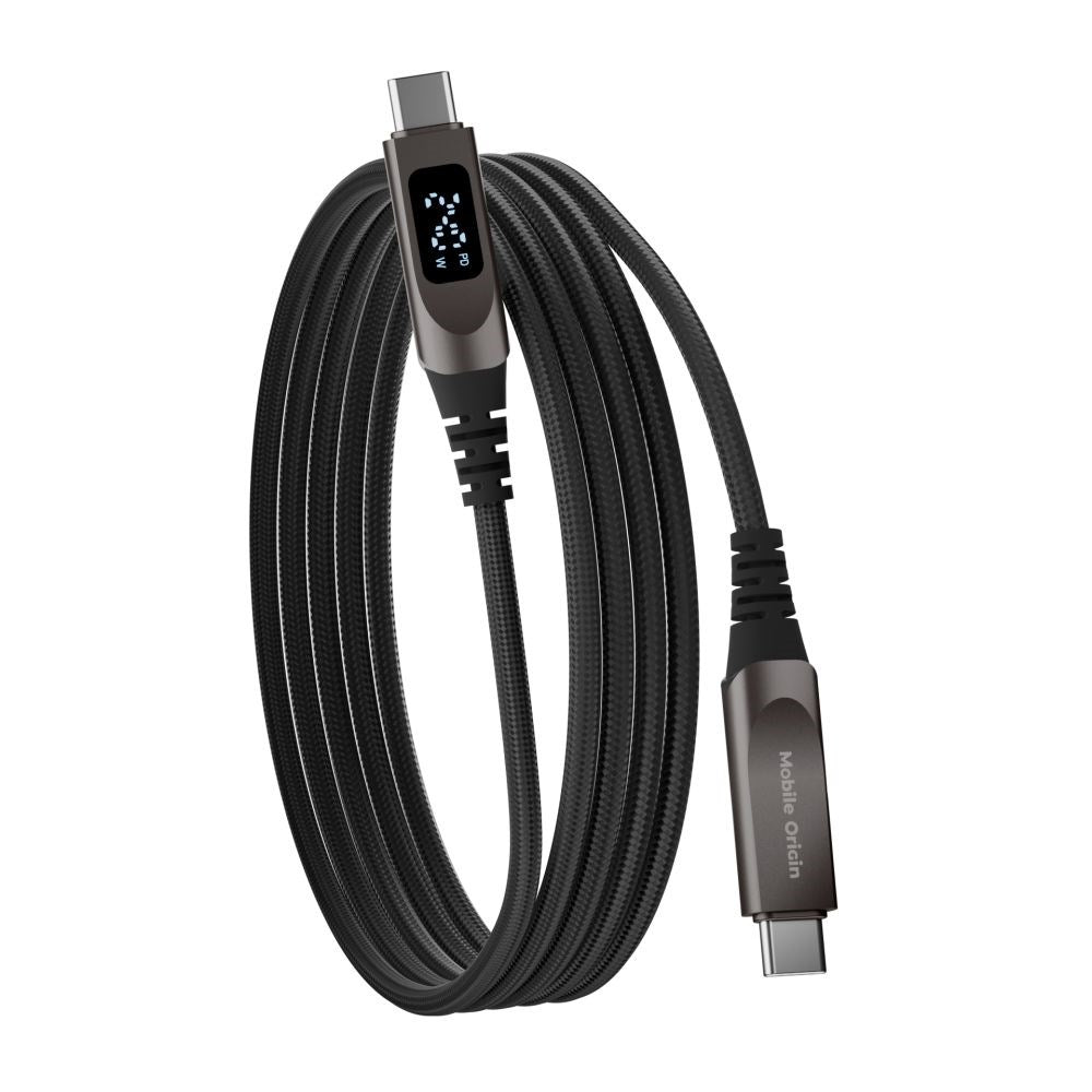 Mobile Origin 240W USB-C till USB-C Kabel med Skärm - 1,5 m - Svart