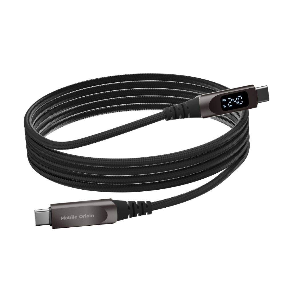 Mobile Origin 240W USB-C till USB-C Kabel med Skärm - 1,5 m - Svart