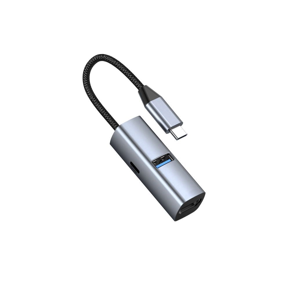 Mobile Origin 3-i-1 USB-C Hubb - USB-A / USB-C / HDMI - Grå