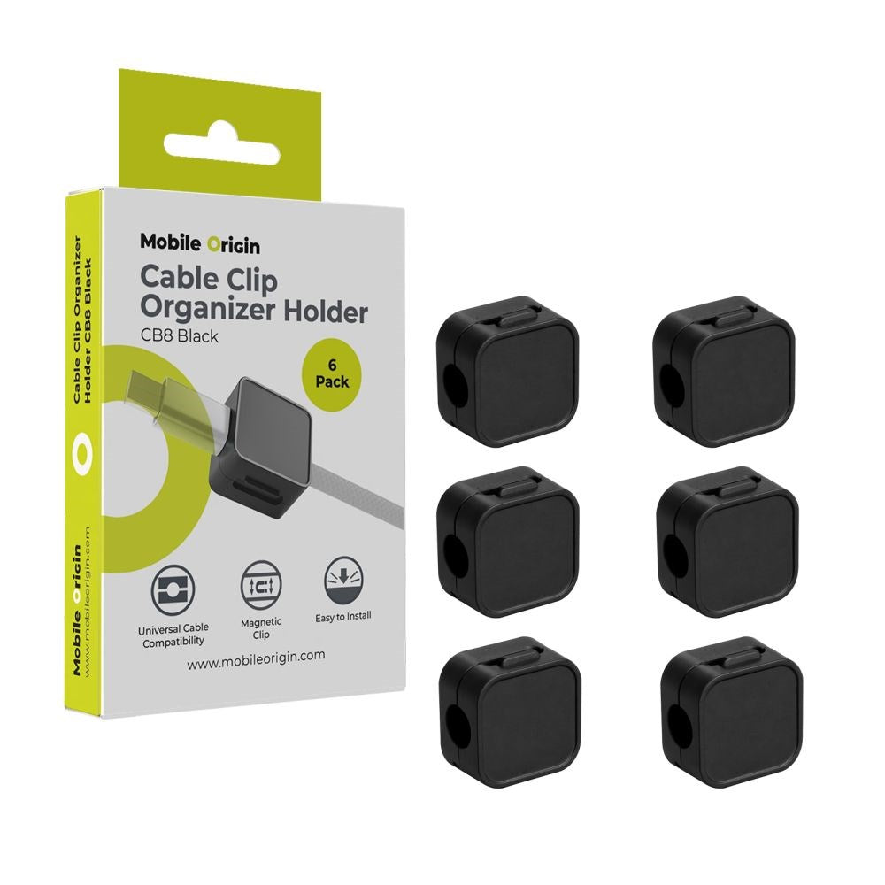 Mobile Origin Magnetisk Kabelhållare - 6 st. - Svart