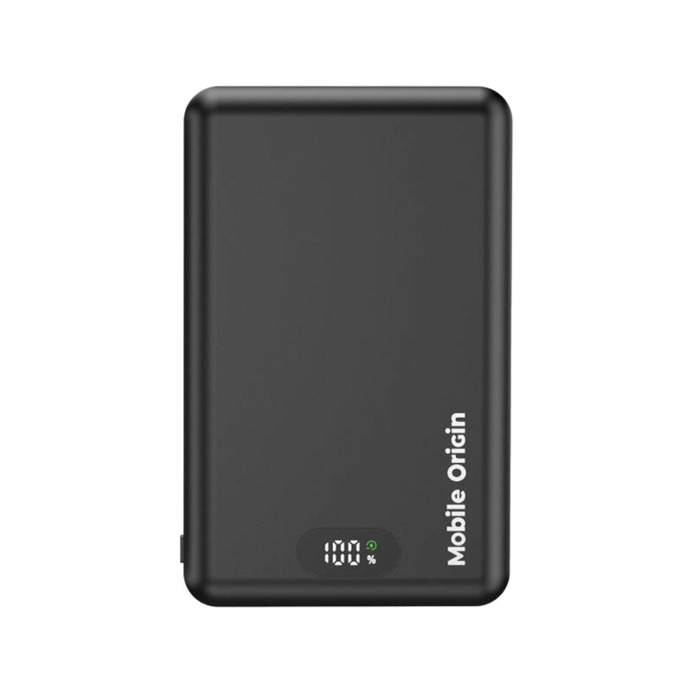 3-i-1 Powerbank 10000mAh Mobile Origin m. Trådlös laddning – MagSafe-kompatibel – Svart