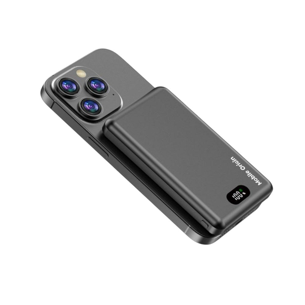 3-i-1 Powerbank 10000mAh Mobile Origin m. Trådlös laddning – MagSafe-kompatibel – Svart