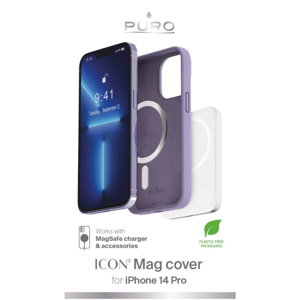 iPhone 14 Pro PURO ICON MAG Silikon Skal - MagSafe Kompatibel - Lila