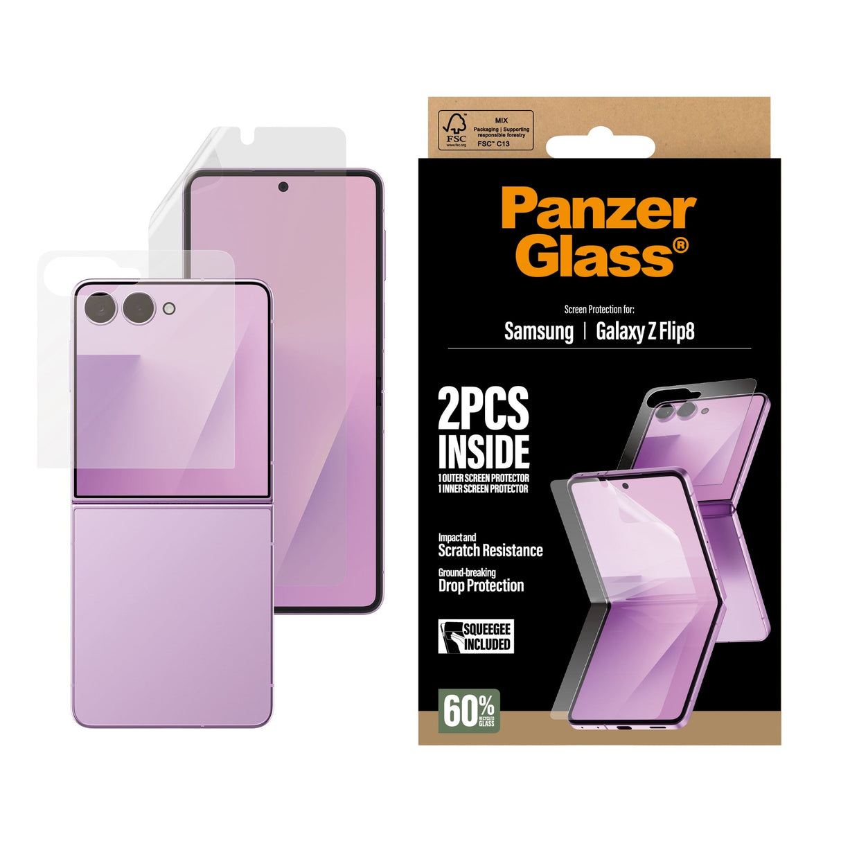 Samsung Galaxy Z Flip8 PanzerGlass® Skärmskydd & Skärmskydd - Transparent