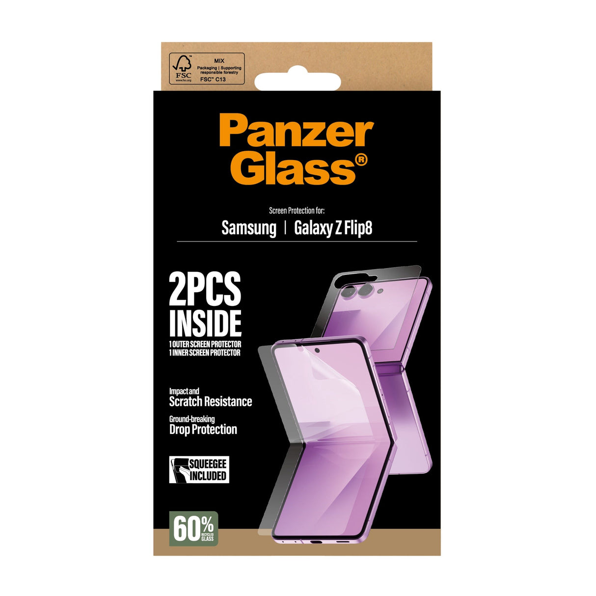 Samsung Galaxy Z Flip8 PanzerGlass® Skärmskydd & Skärmskydd - Transparent