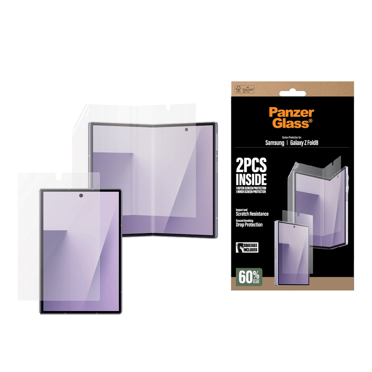 Samsung Galaxy Z Fold8 PanzerGlass® Classic Fit Skärmskydd För Framsida & Interiör - Transparent