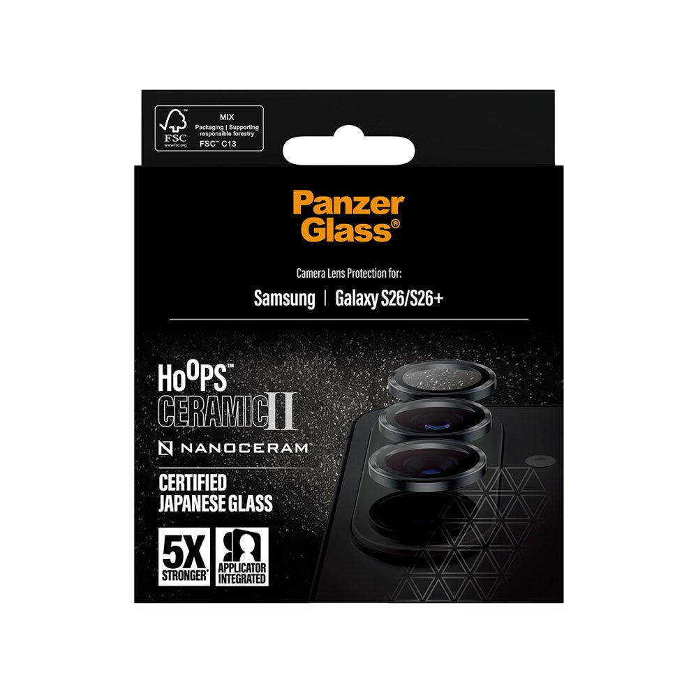 Samsung Galaxy S26 / S26+ (Plus) PanzerGlass Ceramic Hoops Kameralinsskydd med Installationsram - Svart