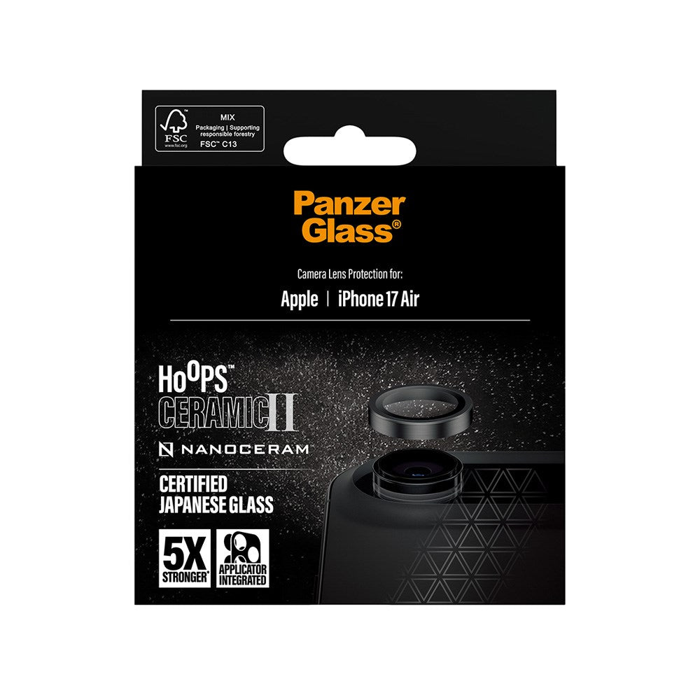 PanzerGlass iPhone Air Ceramic Hoops Kameralinsskydd med Installationsram - Svart
