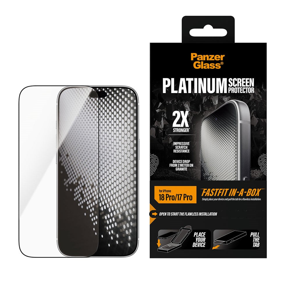 iPhone 18 Pro / 17 Pro PanzerGlass Skärmskydd med FastFit-In-A-Box - Genomskinlig