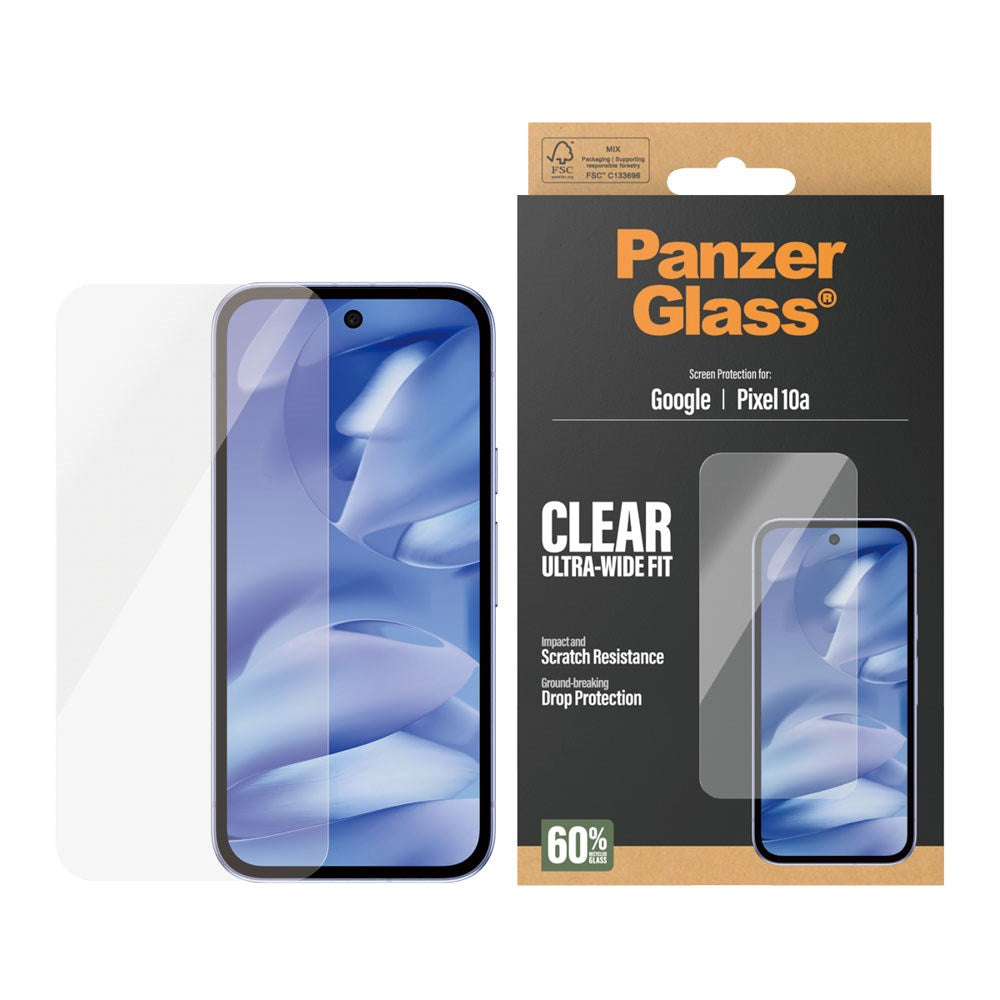 Google Pixel 10a PanzerGlass Skärmskyddsglas - Ultra Wide Fit - Genomskinlig