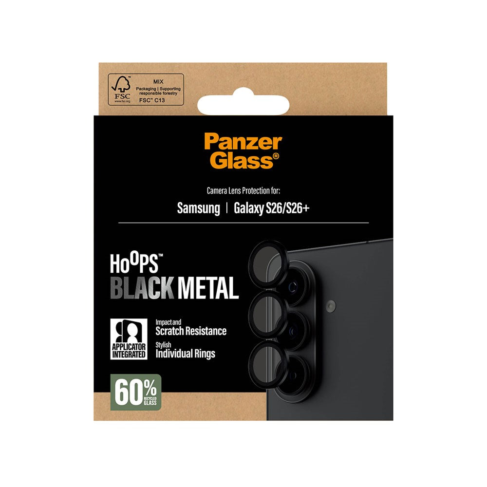 Samsung Galaxy S26 / S26+ (Plus) PanzerGlass Hoops - Kameraskydd - Genomskinlig / Svart Kant