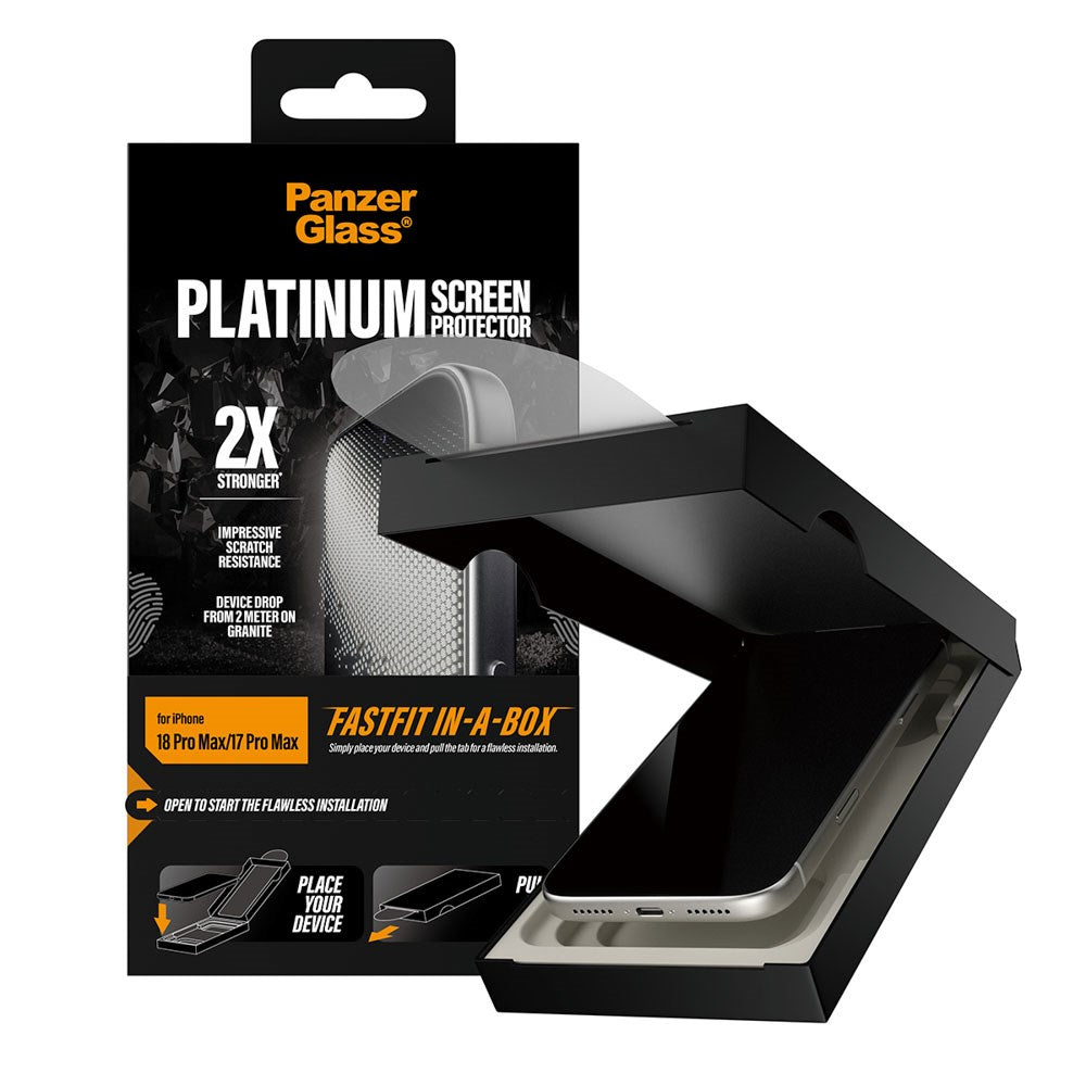 iPhone 18 Pro Max / 17 Pro Max PanzerGlass Skärmskydd med FastFit-In-A-Box - Genomskinlig