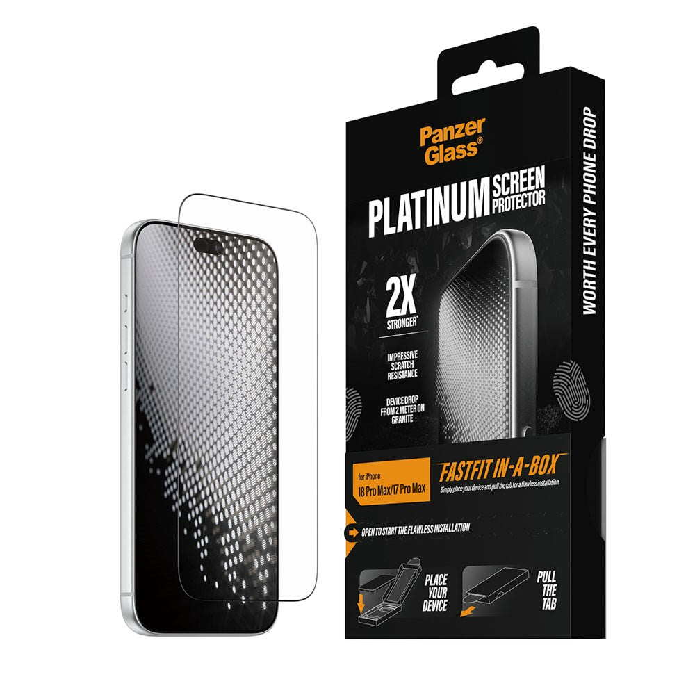iPhone 18 Pro Max / 17 Pro Max PanzerGlass Skärmskydd med FastFit-In-A-Box - Genomskinlig