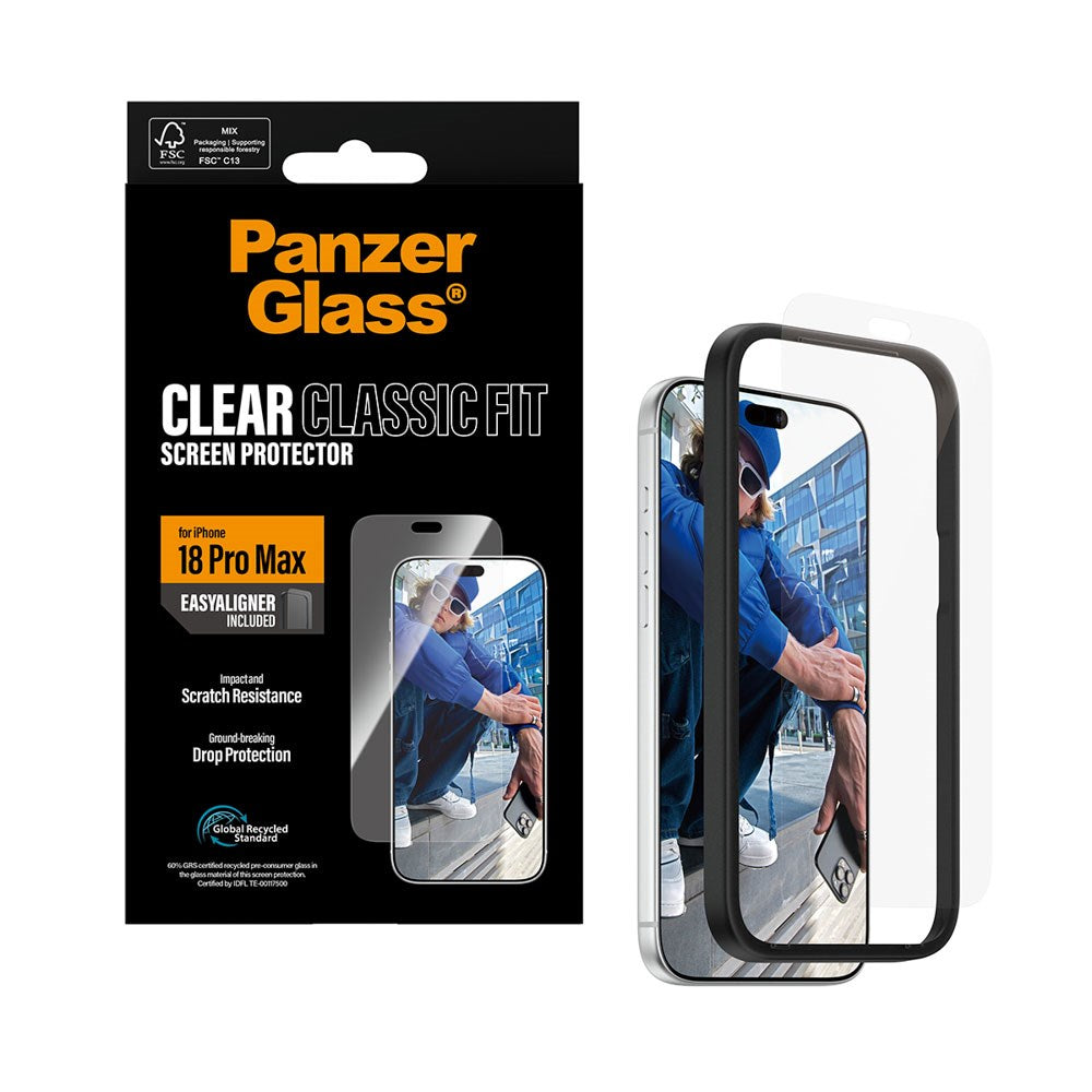 iPhone 18 Pro Max PanzerGlass Skärmskydd Classic Fit med EasyAligner - Genomskinlig