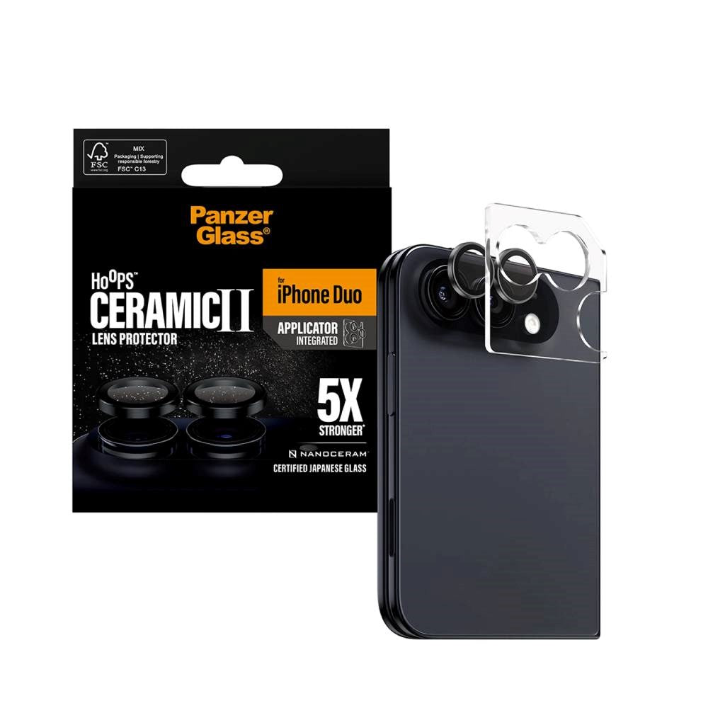 iPhone Duo PanzerGlass Ceramic Hoops Kameralinsskydd med Installationsram - Svart