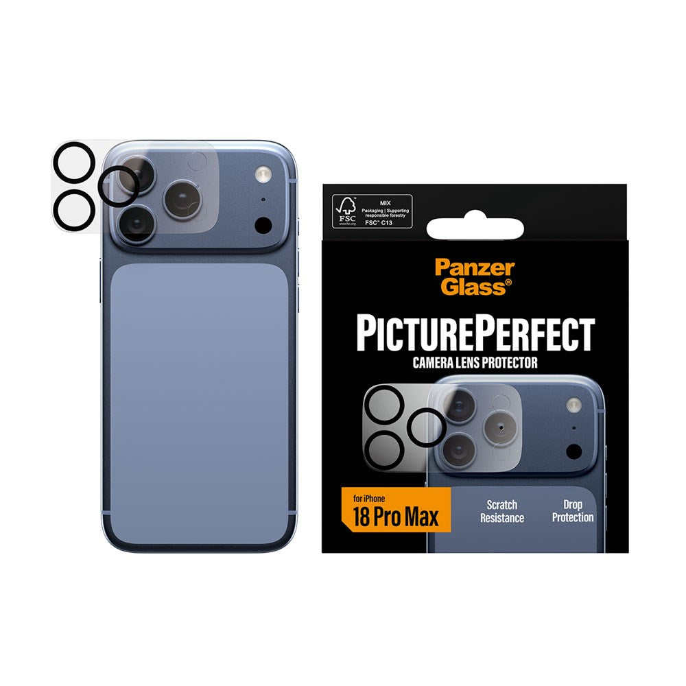 iPhone 18 Pro Max PanzerGlass PicturePerfect Kameralinsskydd - Genomskinlig / Svart