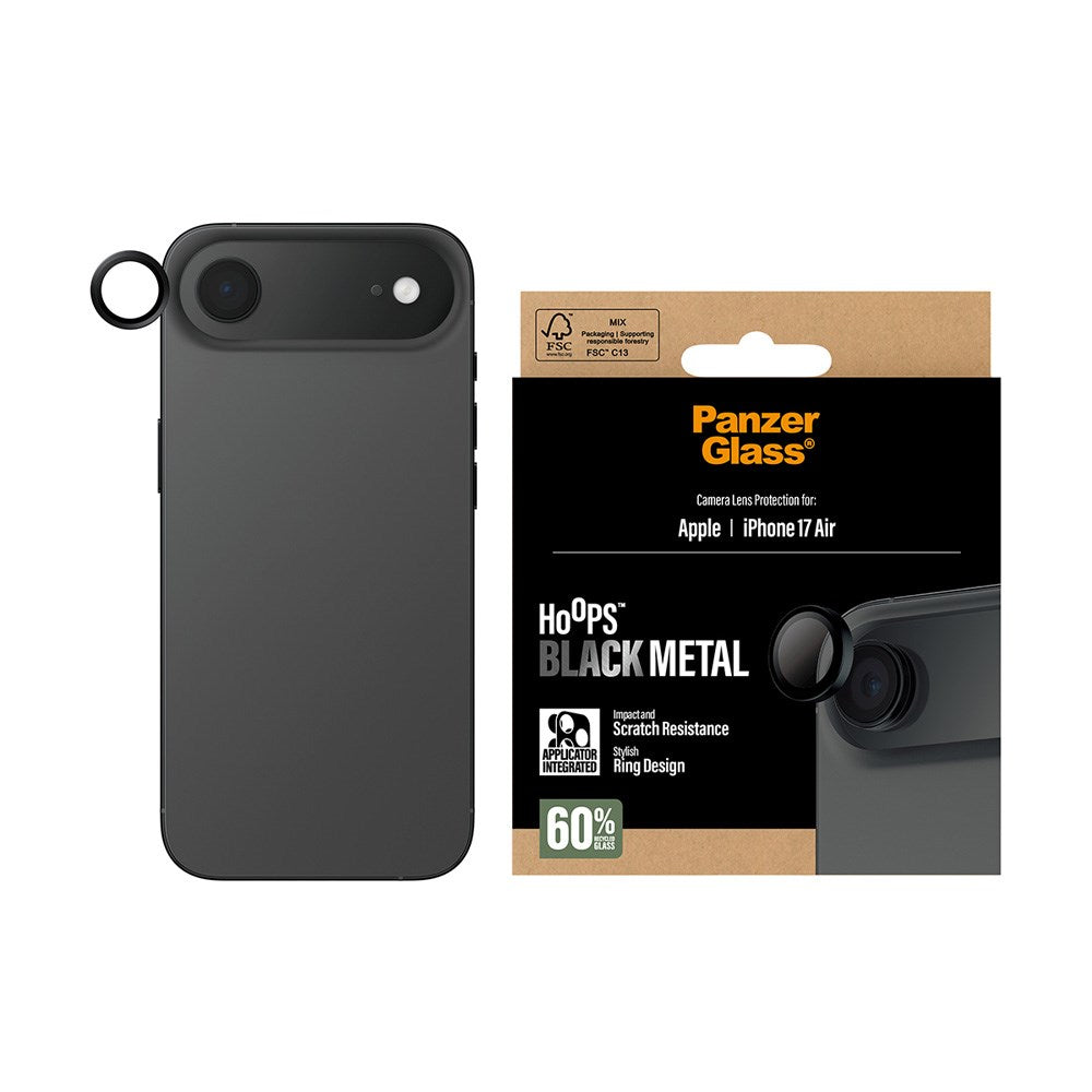 PanzerGlass iPhone Air Hoops Kameralinsskydd med Installationsram - Svart