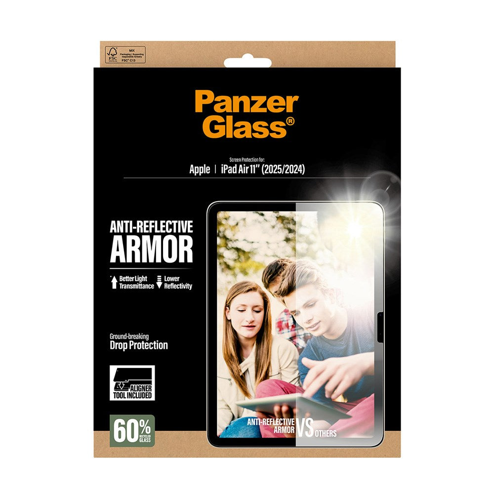PanzerGlass iPad Air 11" (2025 / 2024) Ultra-Wide Fit Anti-Reflective Armor Skärmskyddsglas m. Installationsram - Genomskinlig