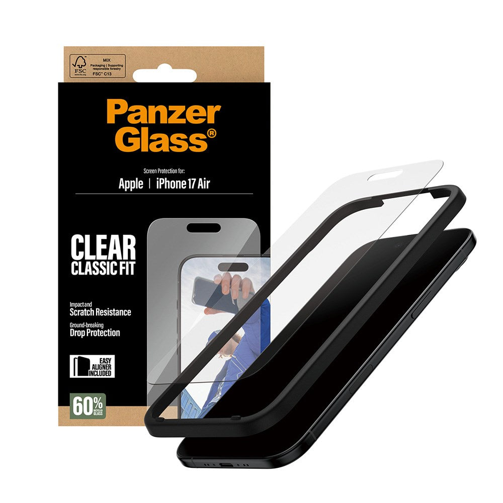 PanzerGlass iPhone Air Skärmskyddsglas med EasyAligner - Classic Fit - Genomskinlig