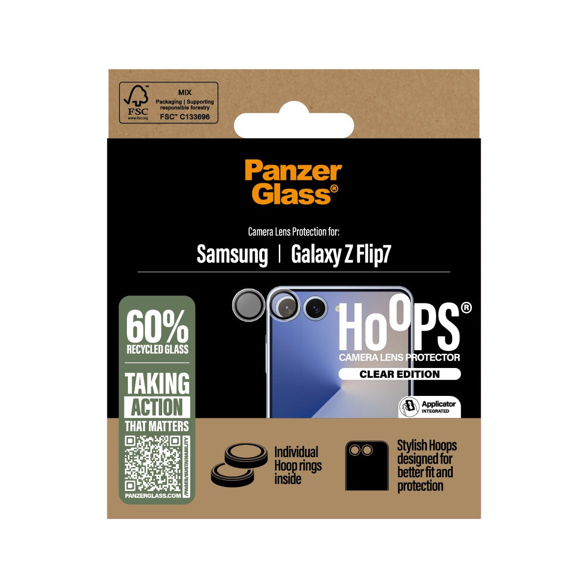 Samsung Galaxy Z Flip7 PanzerGlass Hoops Kameralinsskydd - Genomskinlig