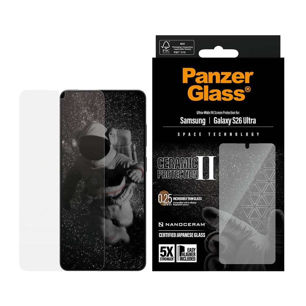 Samsung Galaxy S26 Ultra PanzerGlass Ceramic Skärmskydd med EasyAligner - Ultra Wide Fit - Genomskinlig