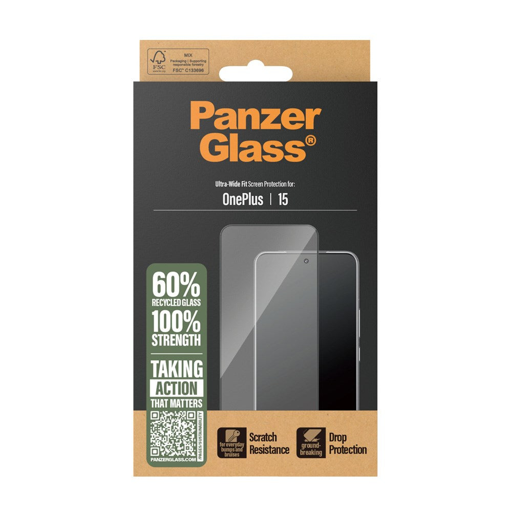 PanzerGlass OnePlus 15 Skärmskyddsglas - Ultra Wide Fit - Genomskinlig