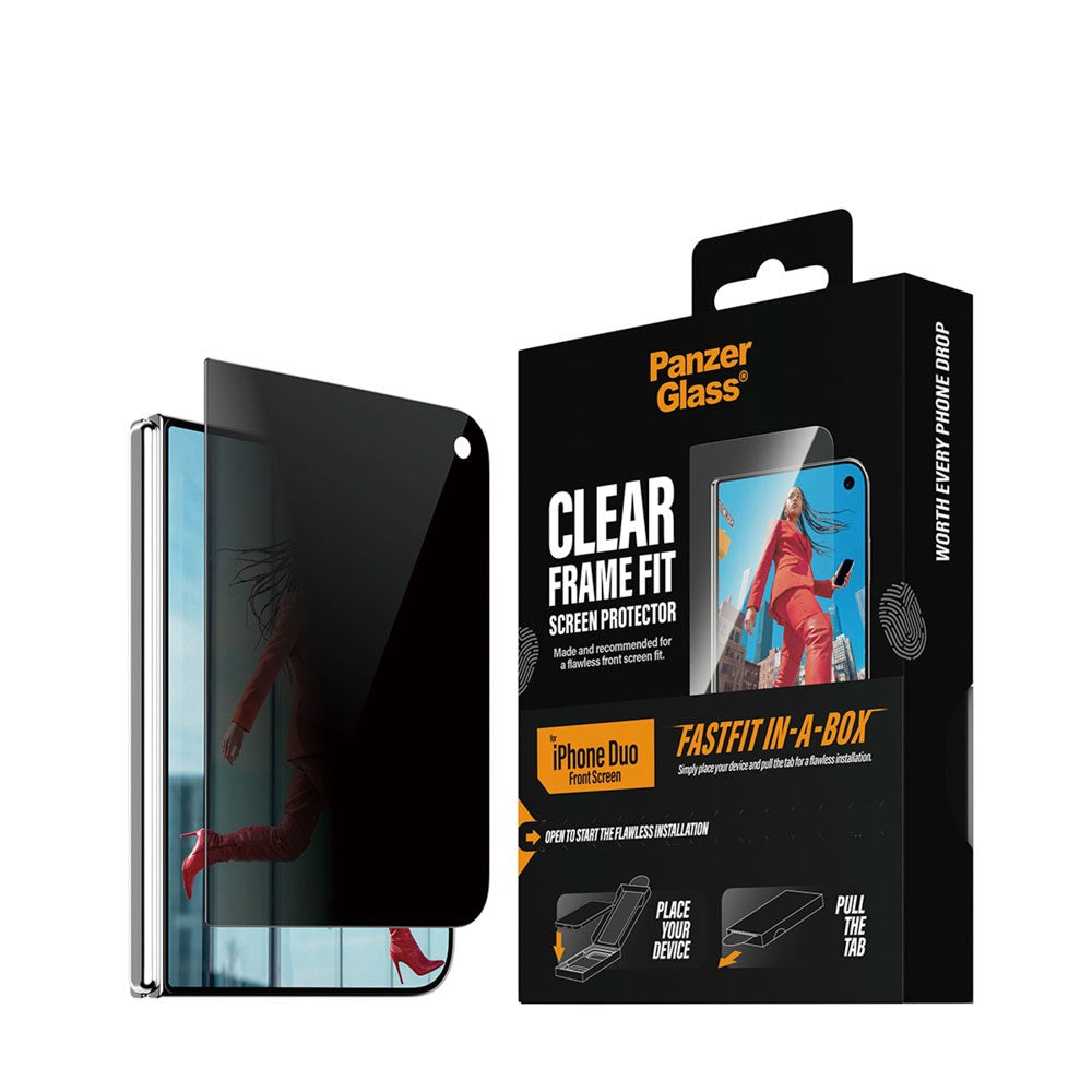 iPhone Duo PanzerGlass Ultra Wide Fit Skärmskyddsglas m. FastFit In-A-Box - Privacy - Genomskinlig