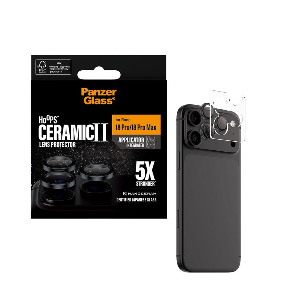 iPhone 18 Pro / Pro Max PanzerGlass Ceramic Hoops Kameralinsskydd med Installationsram - Svart