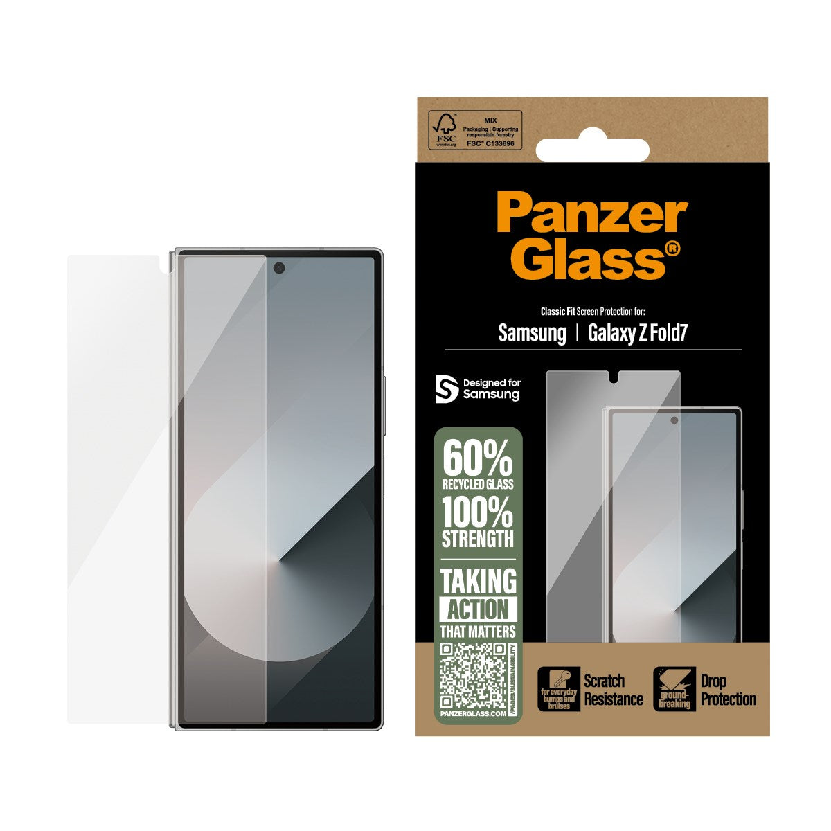PanzerGlass Samsung Galaxy Z Fold7 Ultra-Wide Fit Skärmskyddsglas - Genomskinlig