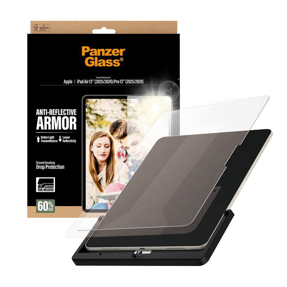 PanzerGlass iPad Air 13" (2025 / 2024) / Pro 13" (2025 / 2024) Ultra-Wide Fit Anti-Reflective Armor Skärmskyddsglas m. Installationsram - Genomskinlig