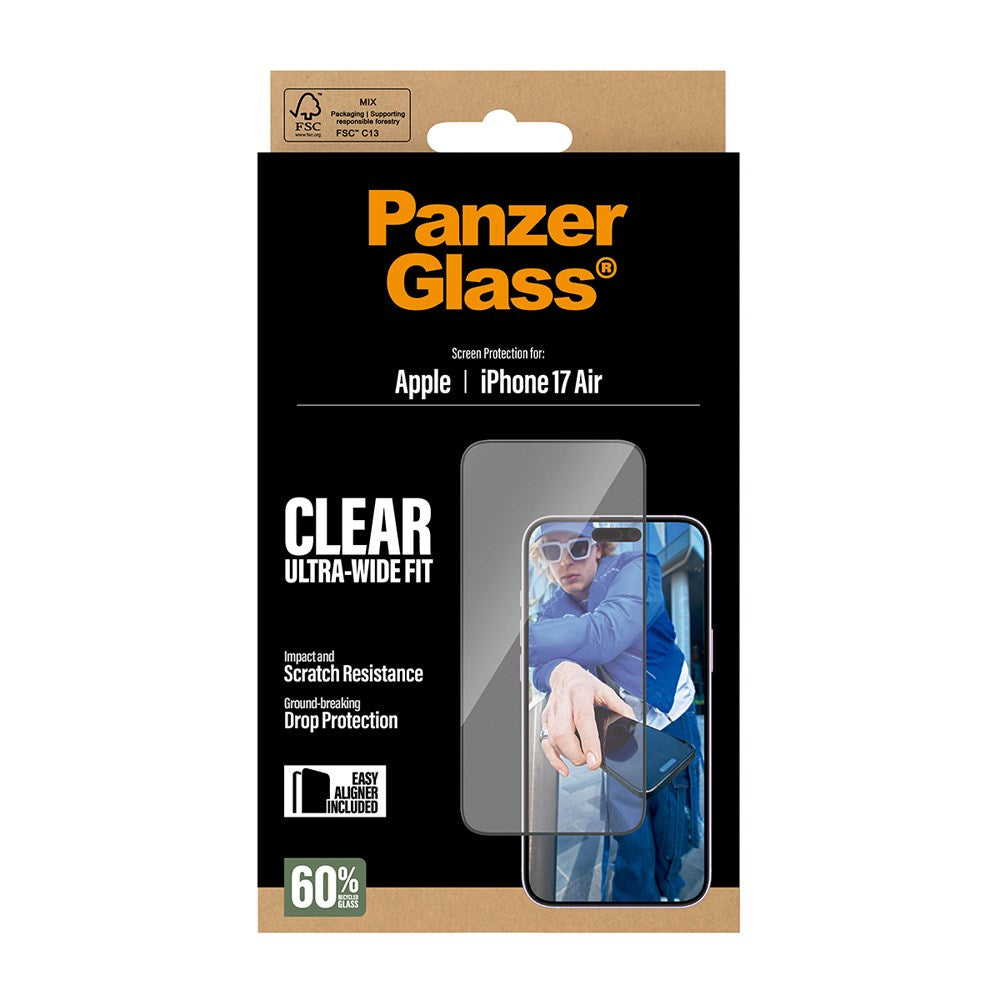 PanzerGlass iPhone Air Skärmskyddsglas med EasyAligner - Ultra Wide Fit - Genomskinlig