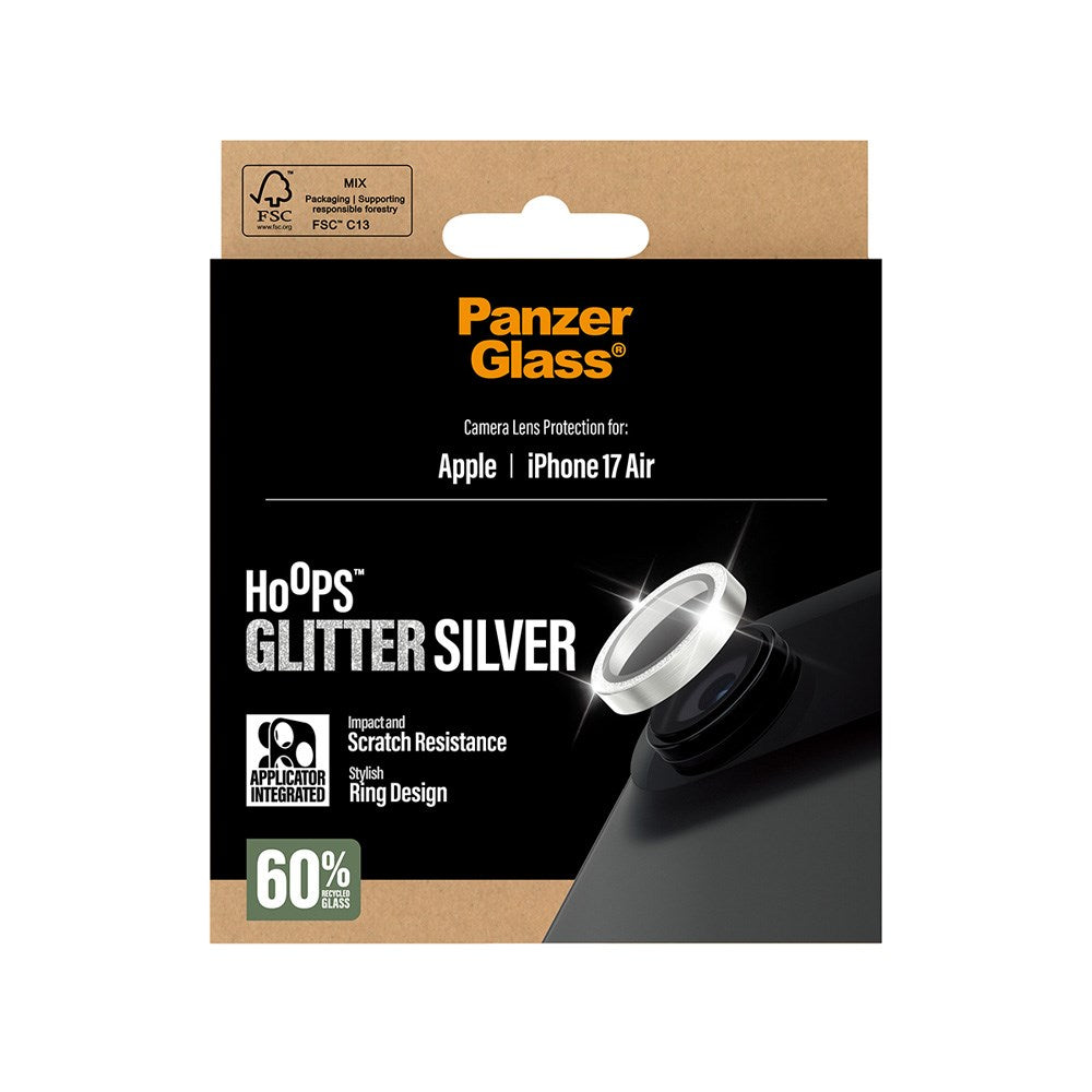 PanzerGlass iPhone Air Hoops Kameralinsskydd med Installationsram - Glitter Silver