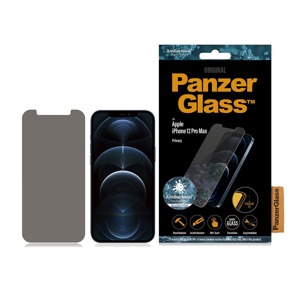 iPhone 12 Pro Max PanzerGlass Skärmskydd med Sekretessfilter - Antibakteriellt - Standard Fit - Transparent