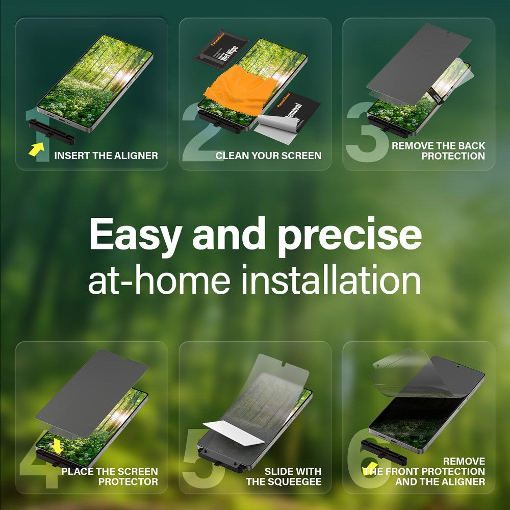 Samsung Galaxy S25 Ultra PanzerGlass Eco Matrix 4-Way Privacy Skärmskydd Ultra Wide Fit - Aligner Kit - Platinum Strength - Genomskinlig