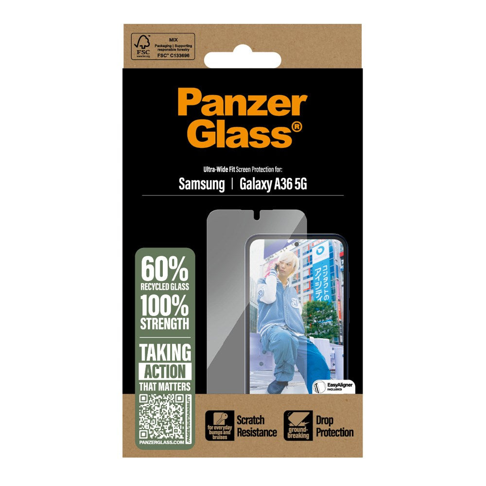 Samsung Galaxy A36 (5G) PanzerGlass Ultra Wide Fit Skärmskydd m. EasyAligner - Genomskinlig