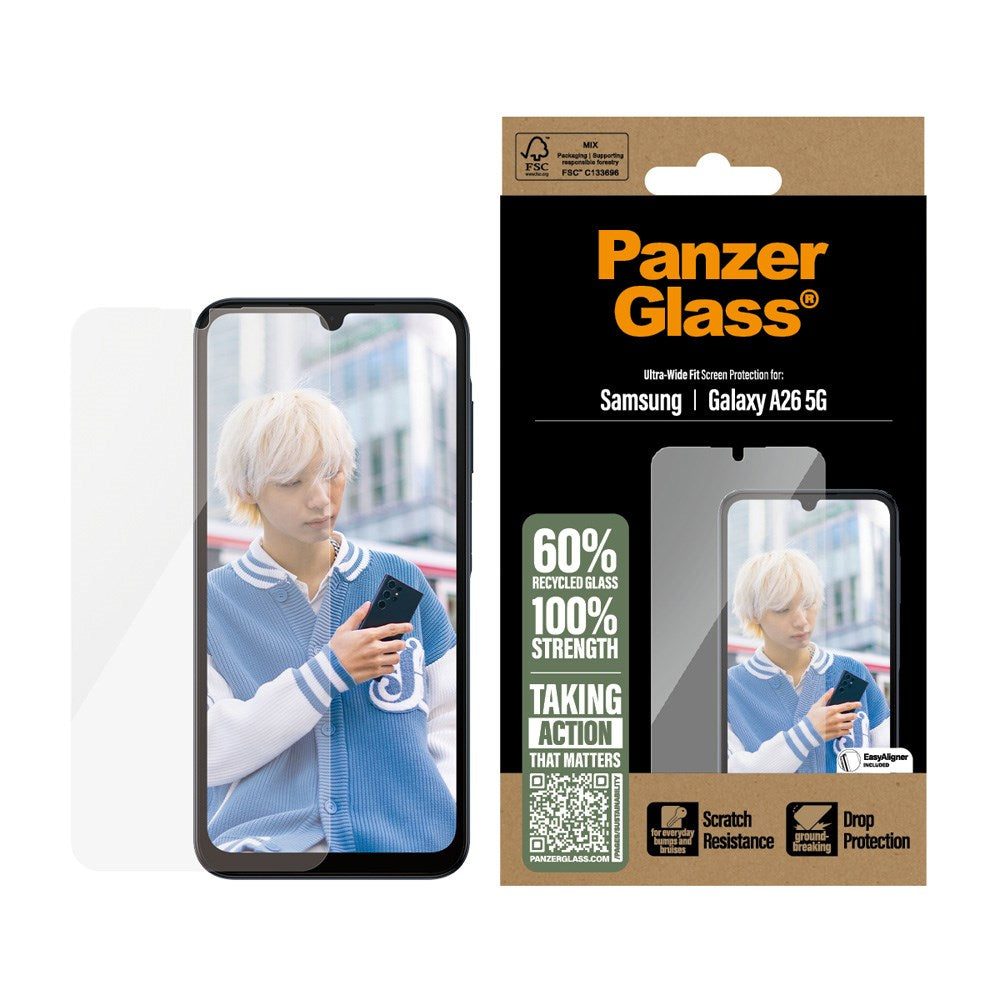 Samsung Galaxy A26 (5G) PanzerGlass Ultra Wide Fit Skärmskydd m. EasyAligner - Genomskinlig