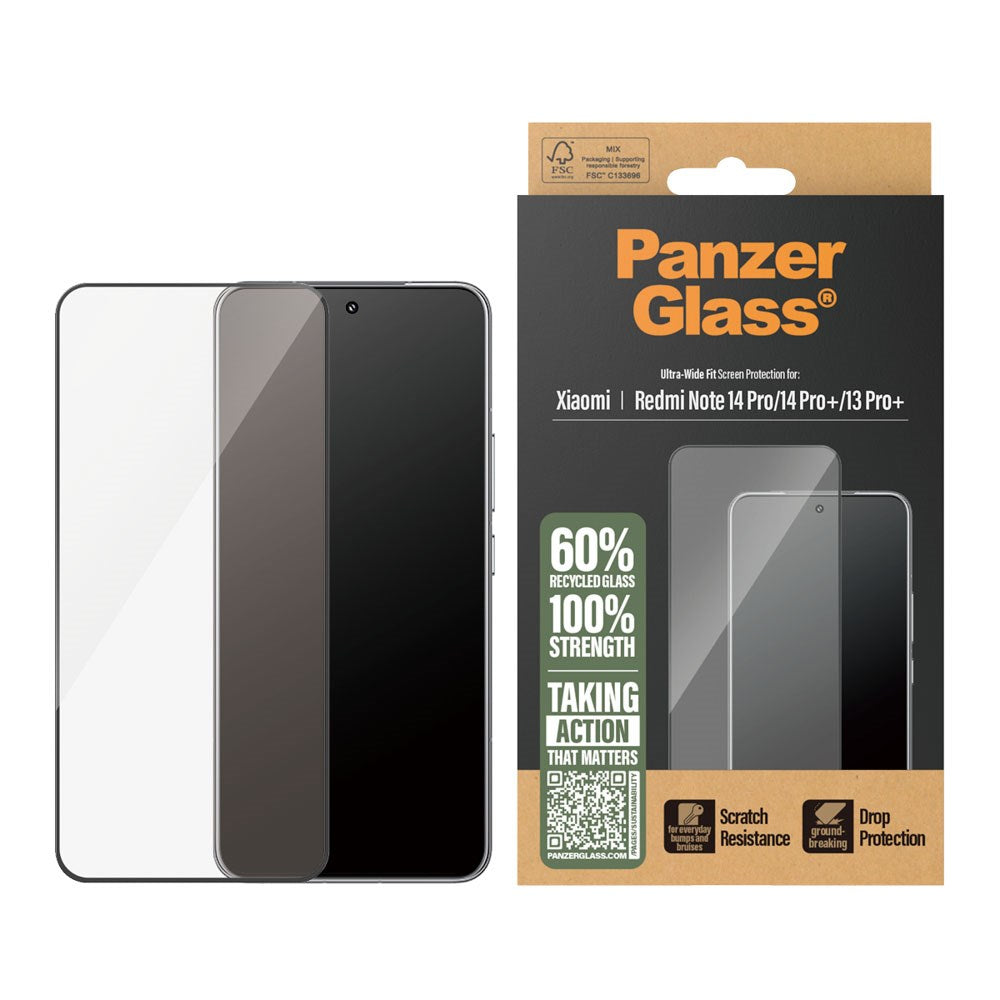 PanzerGlass® Skärmskydd - Ultra-Wide Fit för Xiaomi Redmi Note 14 Pro (5G) med EasyAligner -Gennomskinlig