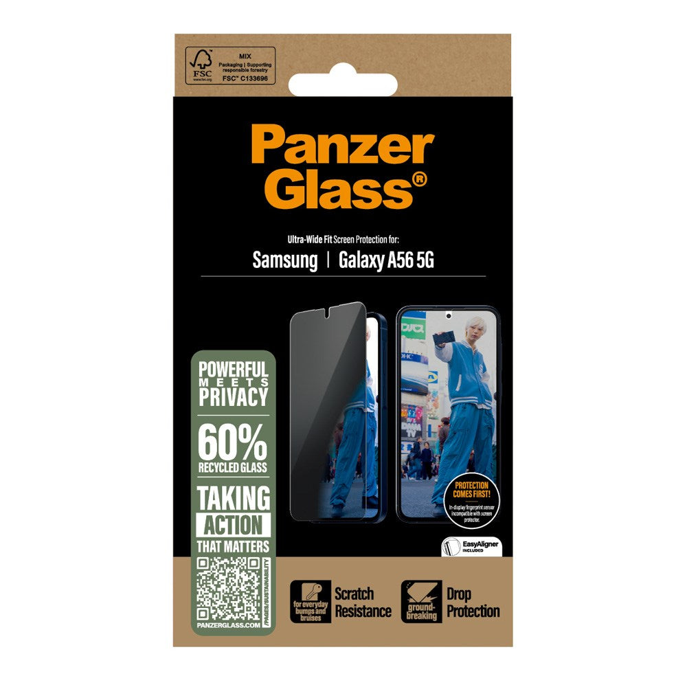 Samsung Galaxy A56 (5G) PanzerGlass Ultra Wide Fit Privacy Skärmskydd m. EasyAligner - Genomskinlig