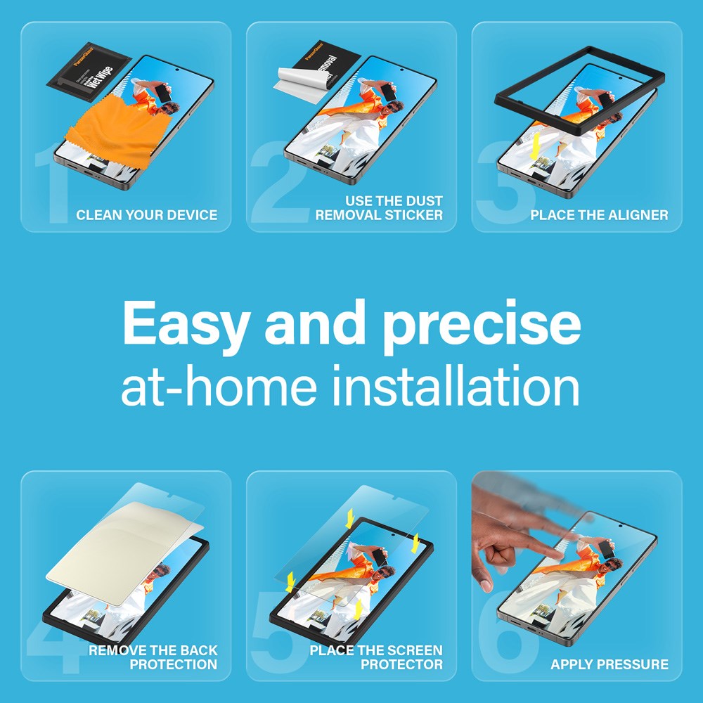 Samsung Galaxy S25 Ultra PanzerGlass Ultra Wide Fit All-in-One Skärmskydd - Anti-Reflective - Anti-Blue Light - Heat Dissaption - Genomskinlig